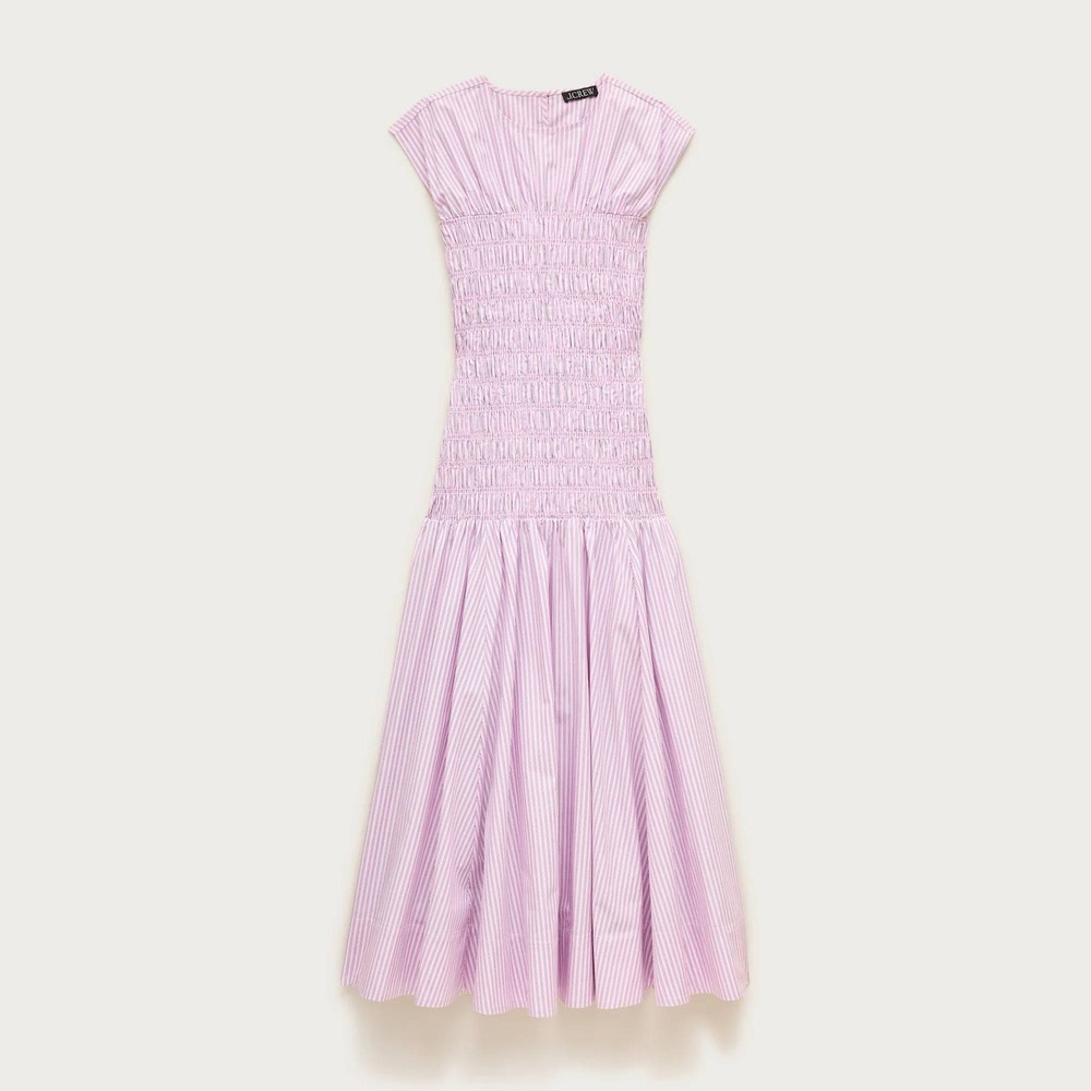J.Crew Smocked dress in striped cotton poplin Pink Spoonbill Tall XL NWT